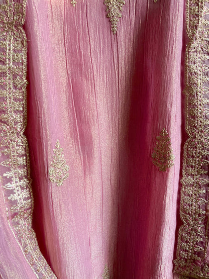 Crush tissue aari work suit
