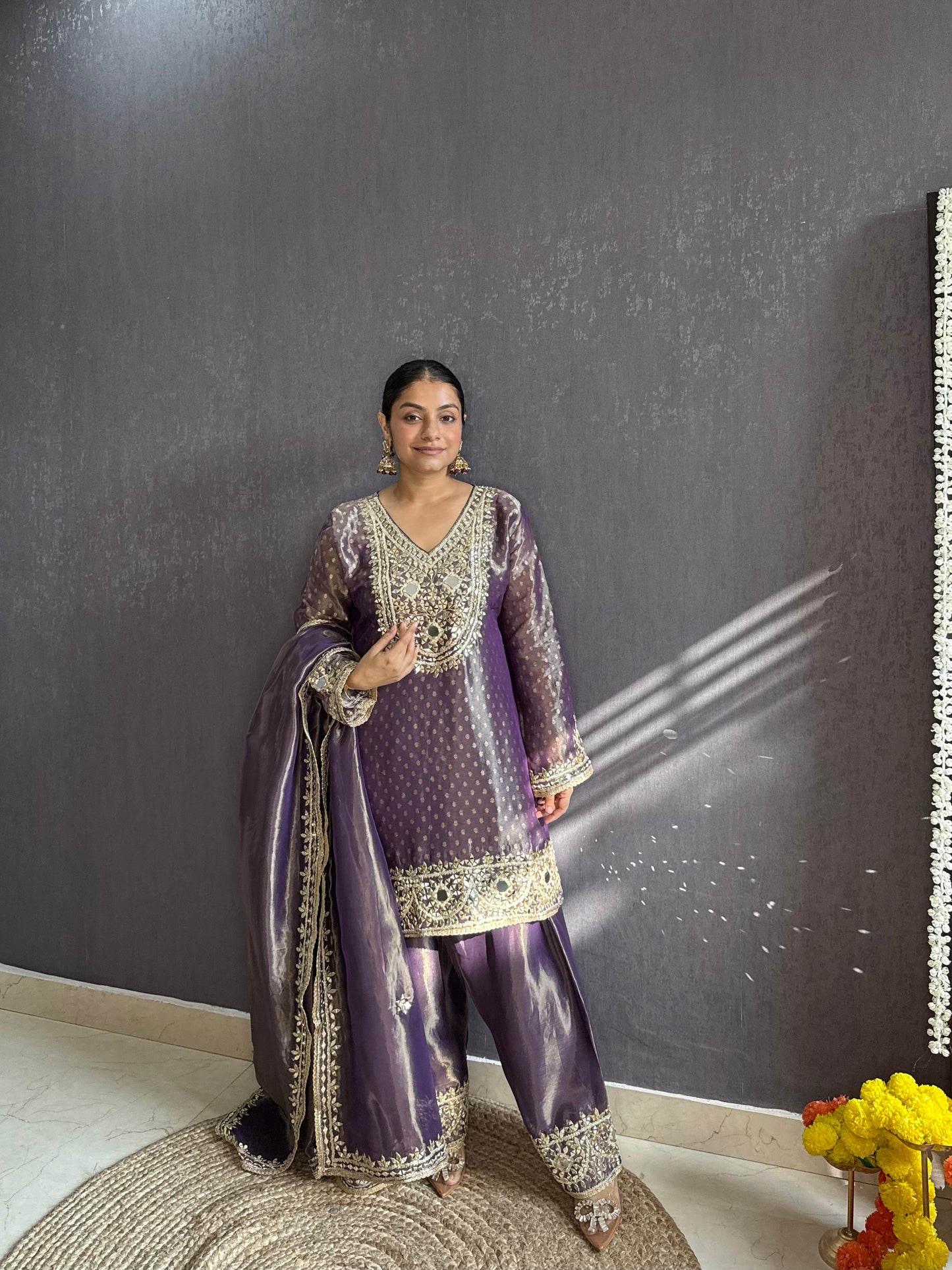 Luxurious mirrorwork farshi salwar set