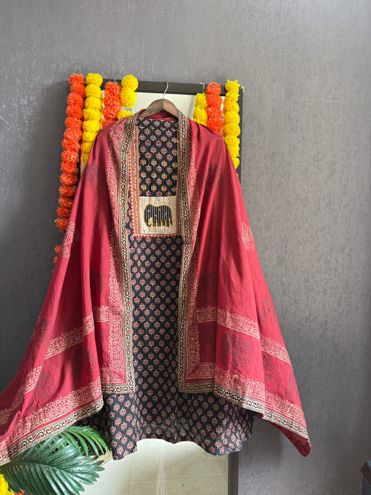 Pure cotton ajrakh unstitched suits