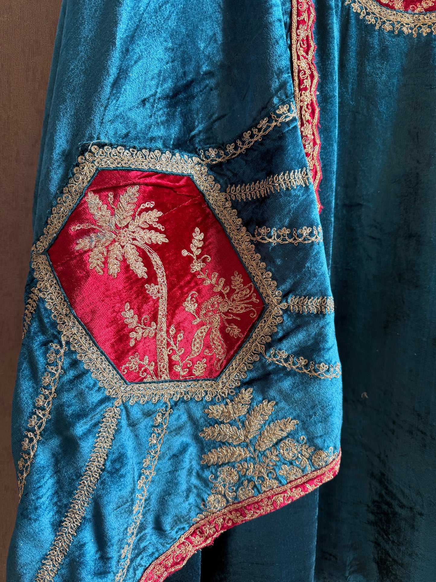 Velvet Front back Marori Aari work suit
