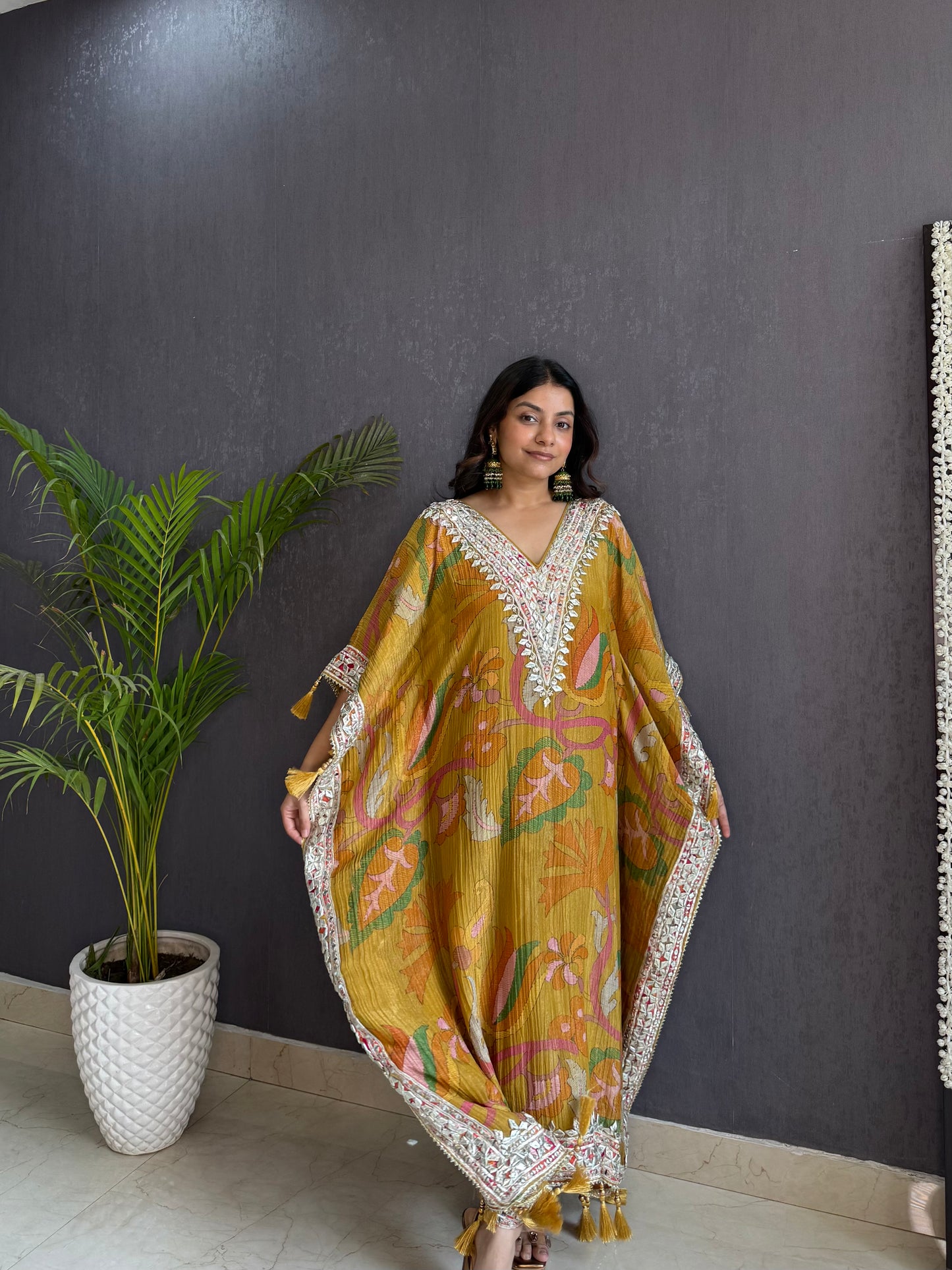 Luxurious abstract floral gotapatti kaftan set