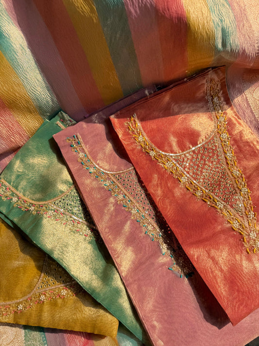 Tissue silk multi color suit