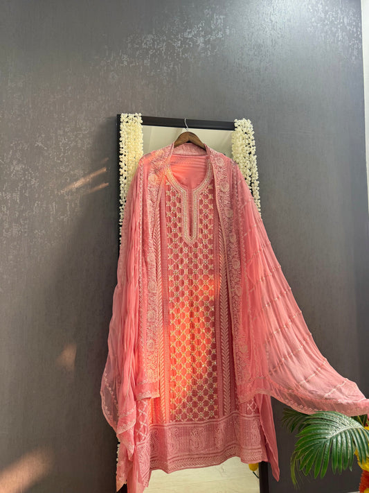 Lucknowi crystal handwork suit