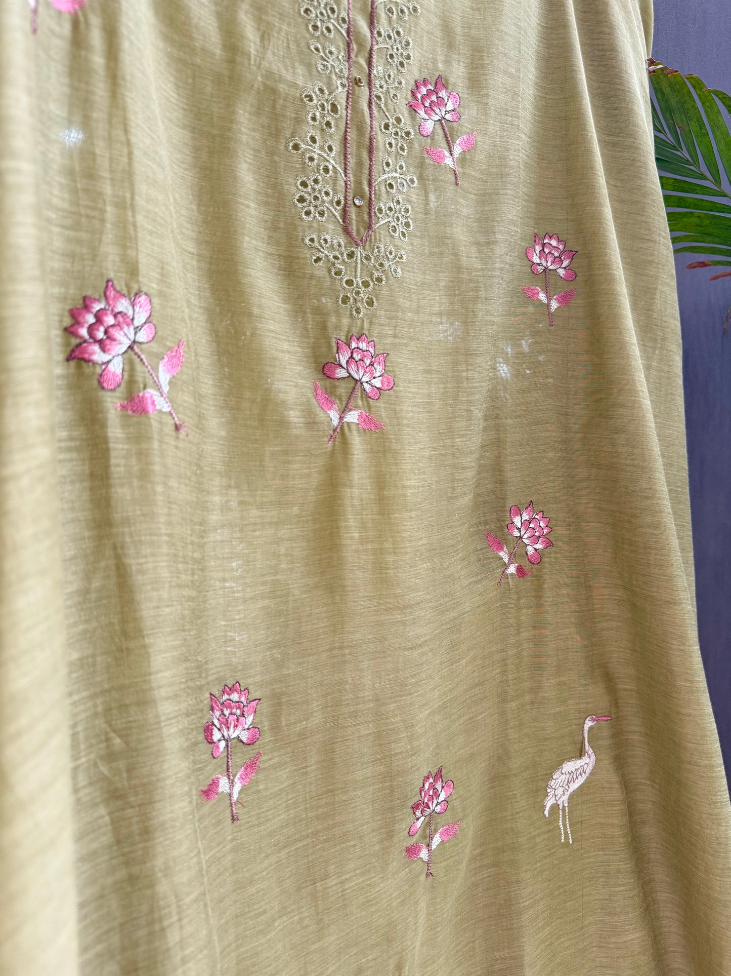 Luxurious Mul chanderi flamingos suit