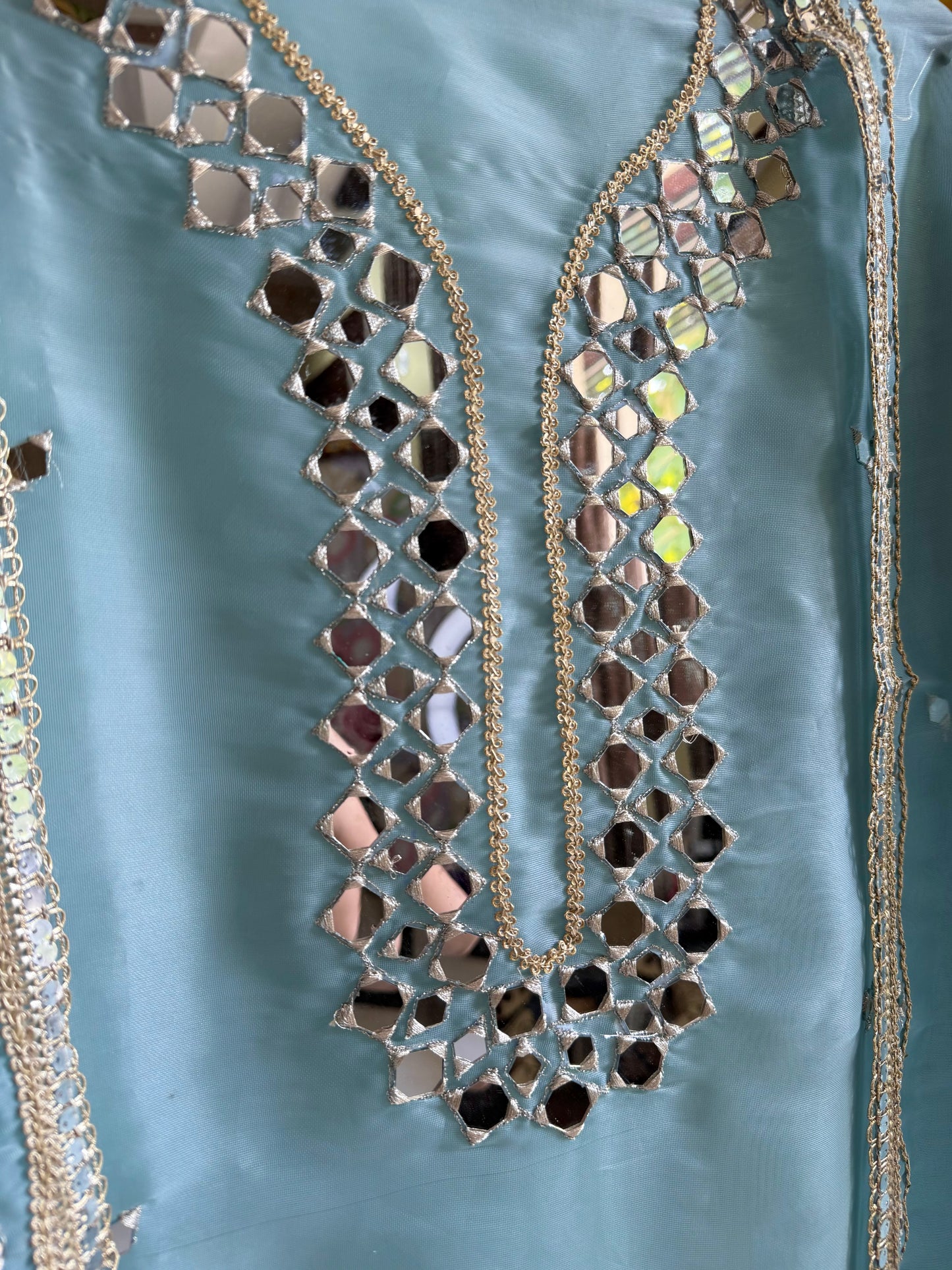 Premium Mirror work organza suit