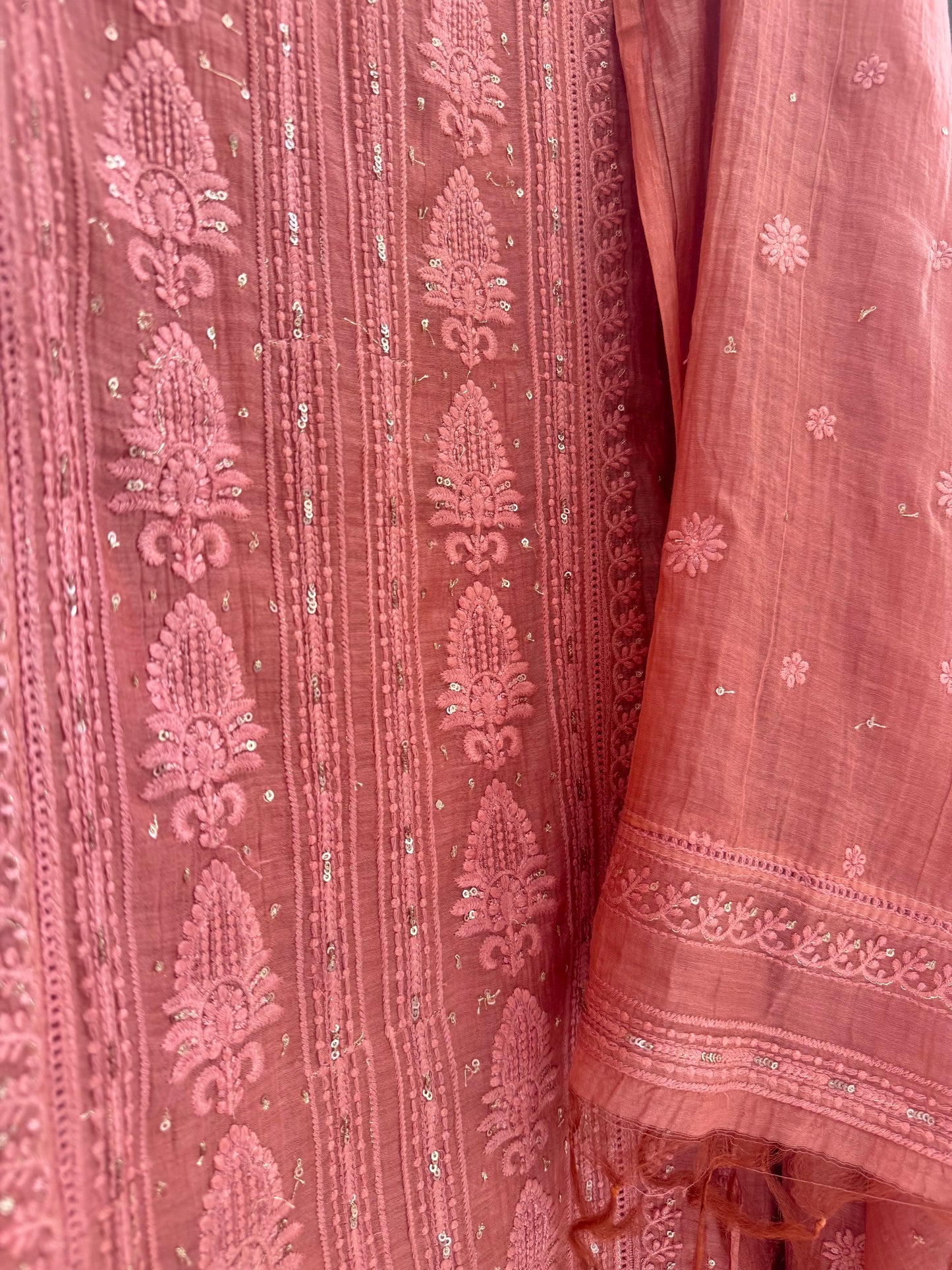 Luxurious Mul chanderi lucknowi handwork suit
