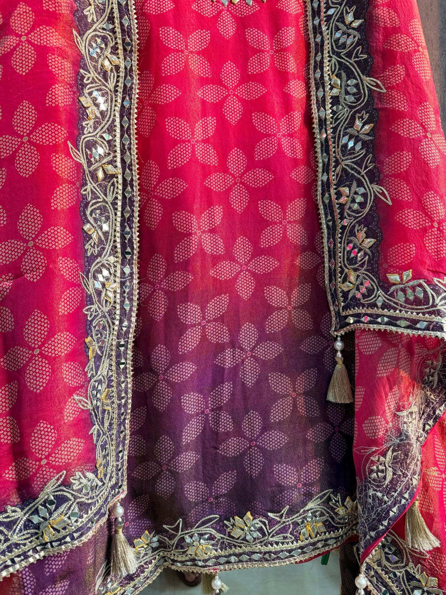 Luxurious Bhandej ombré gotapatti suits
