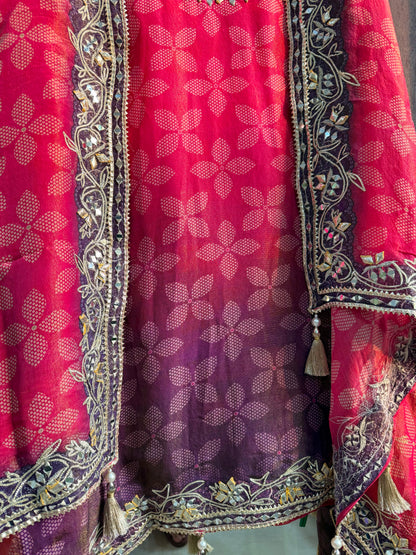 Luxurious Bhandej ombré gotapatti suits