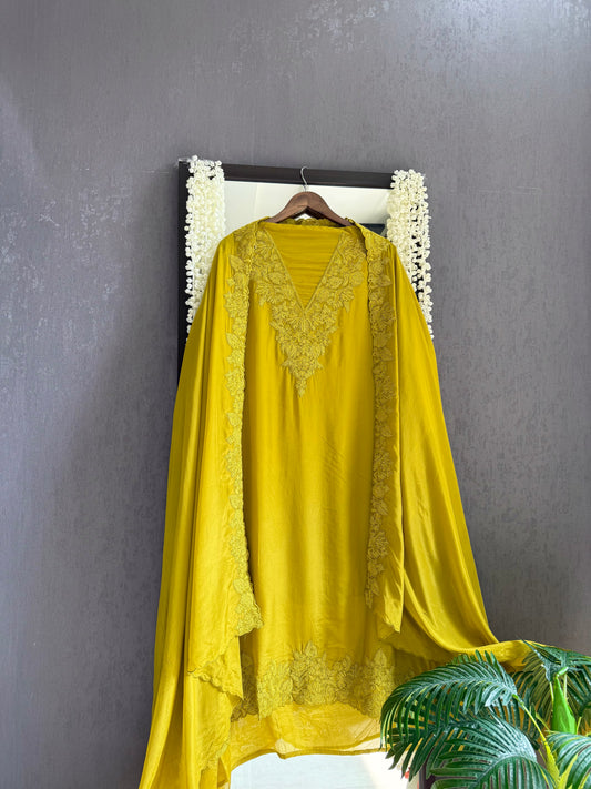 Luxurious aari work organza suit
