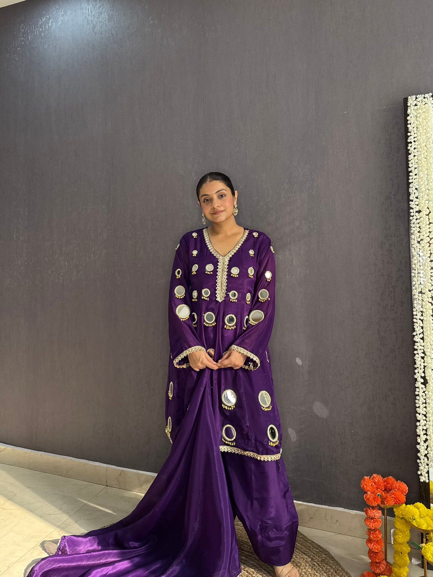 Luxurious mirrorwork farshi salwar set