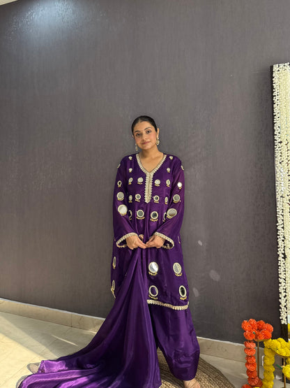 Luxurious mirrorwork farshi salwar set