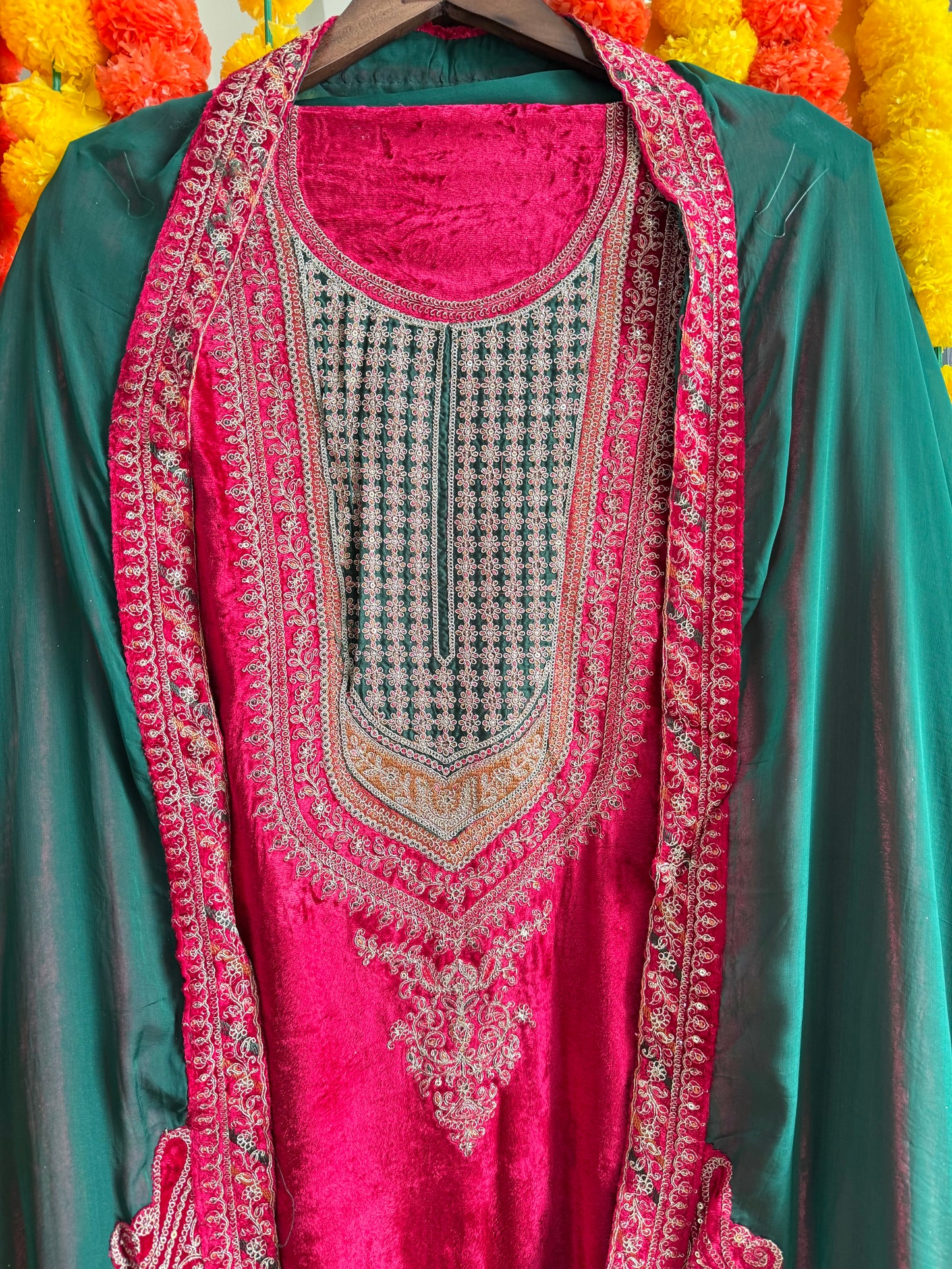 Velvet Marori Aari work suit