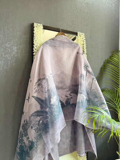 Linen flamingos handwork suit