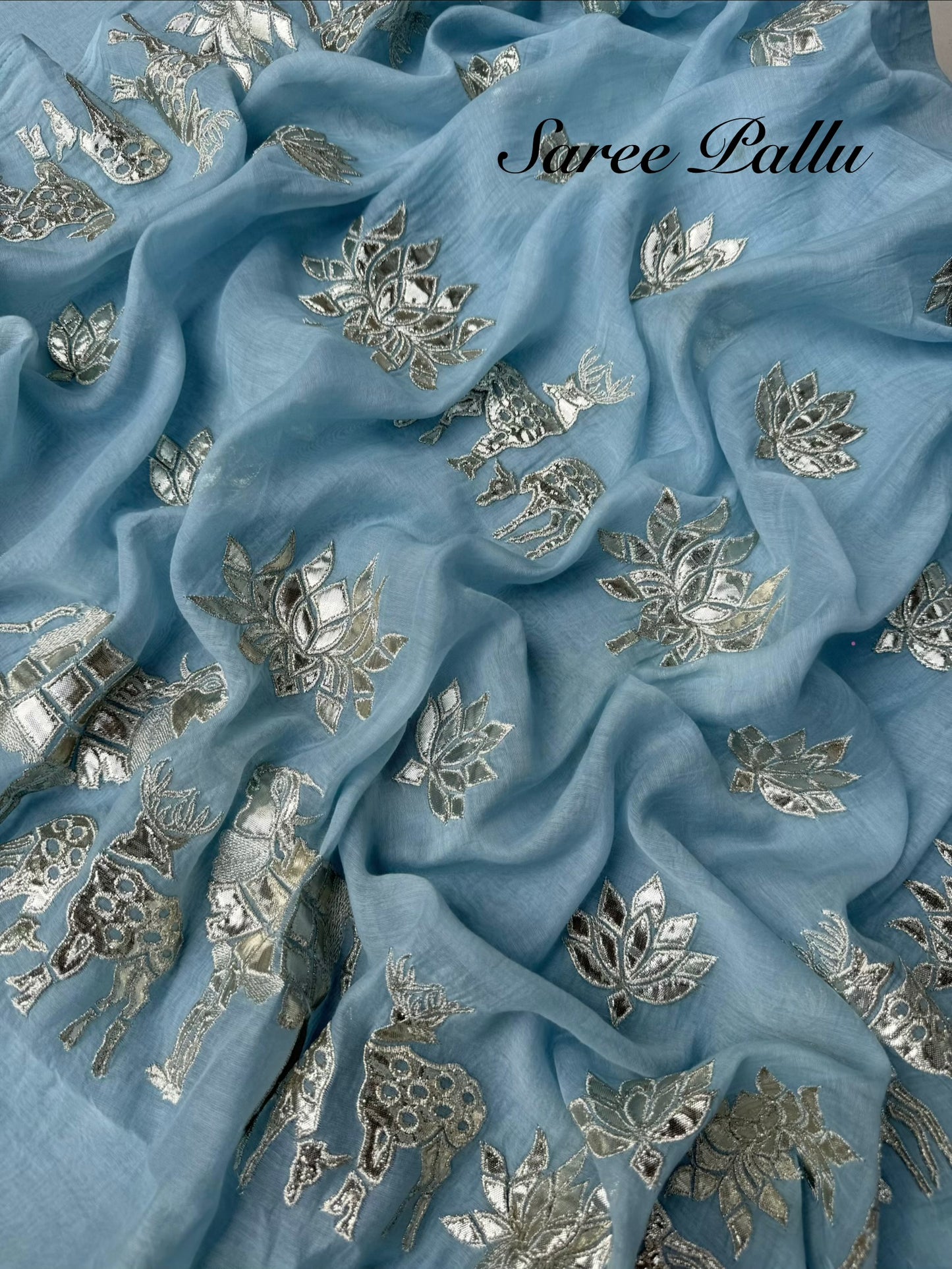 Luxurious~Pure Mul Chanderi Gota Appliqué saree