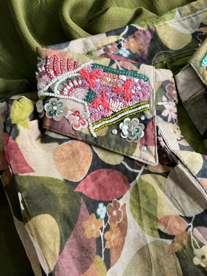 Floral organza handwork coordset