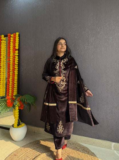 Velvet Handwork Shawl set