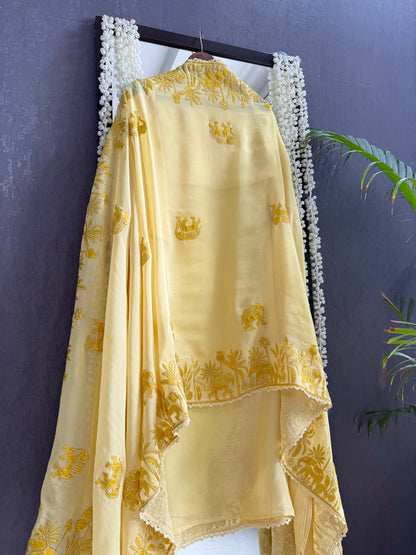 Organza appliqué work elephants suit
