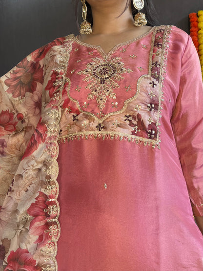 Tissue silk Handwork suit set