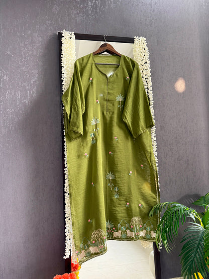 Luxurious Mul chanderi pichwai suit