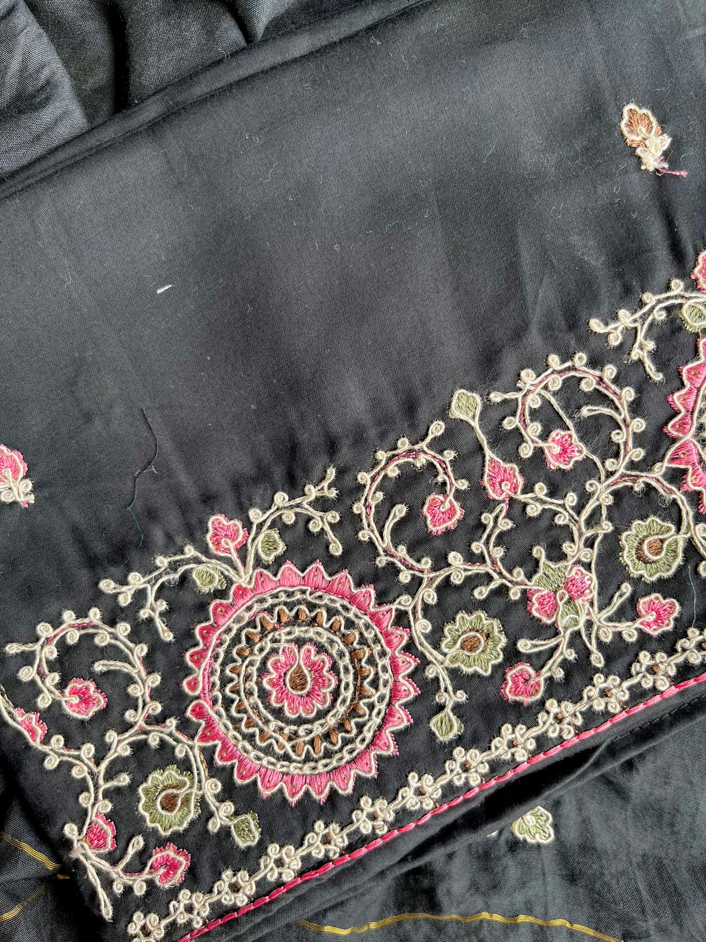 Satin Aari work unstitched suits
