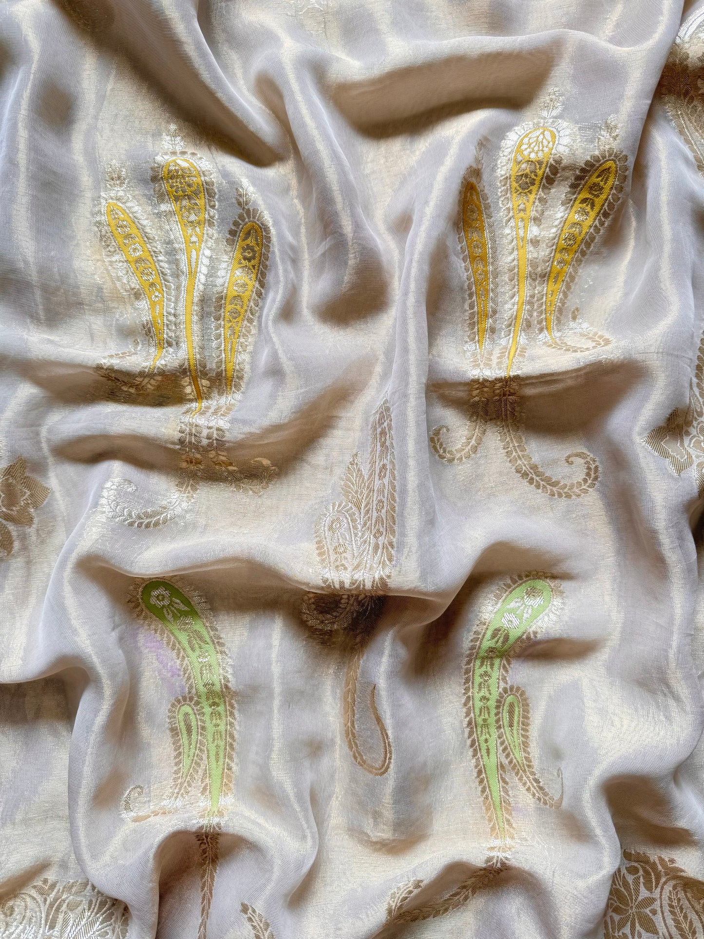 Luxurious aari work Tissue Benarsi silk suit