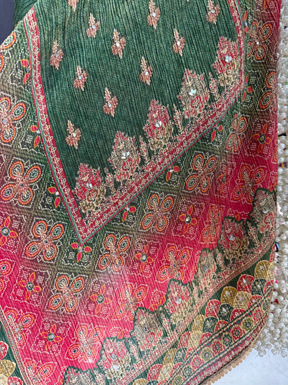 Crush tissue Bandhani ombré suit
