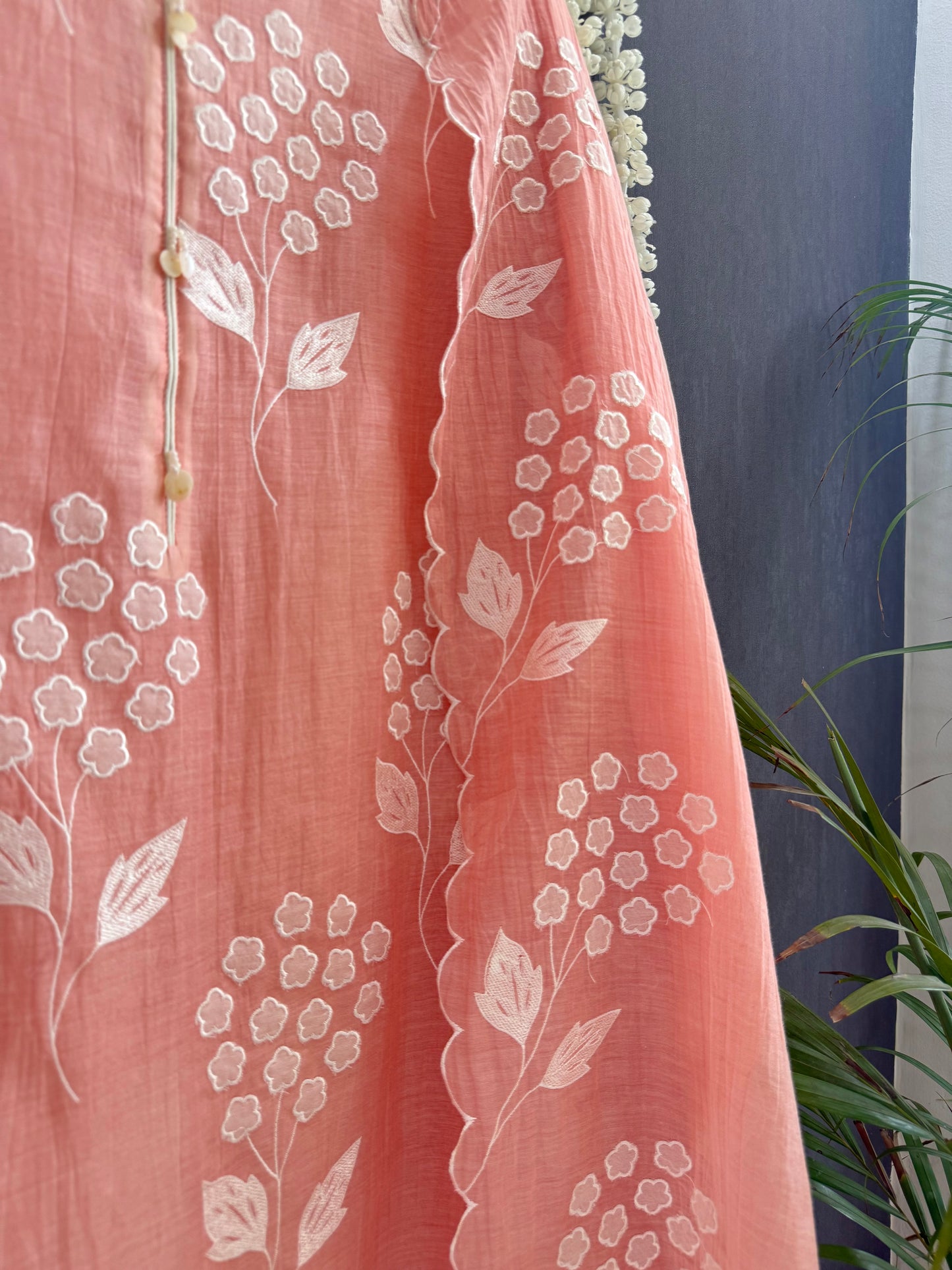 Luxurious Mul chanderi appliqué work suit
