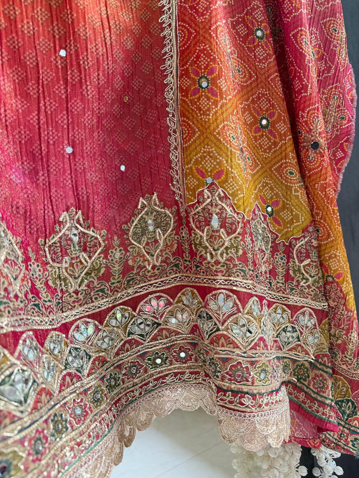 Crush tissue Bandhani ombré suit