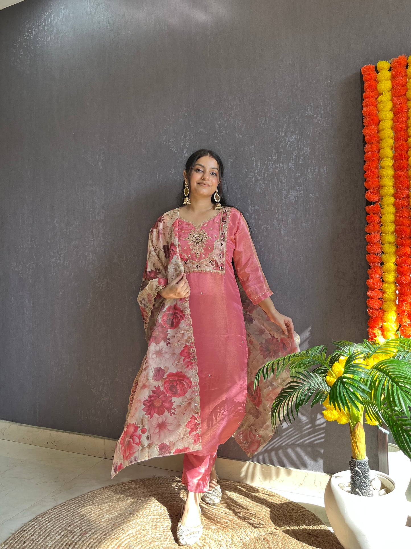Tissue silk Handwork suit set