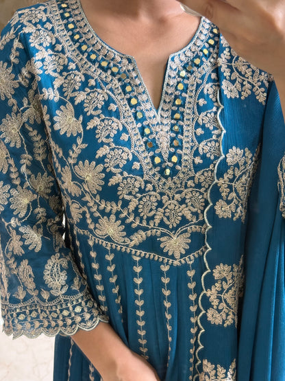 Kalidaar aari work Anarkali set