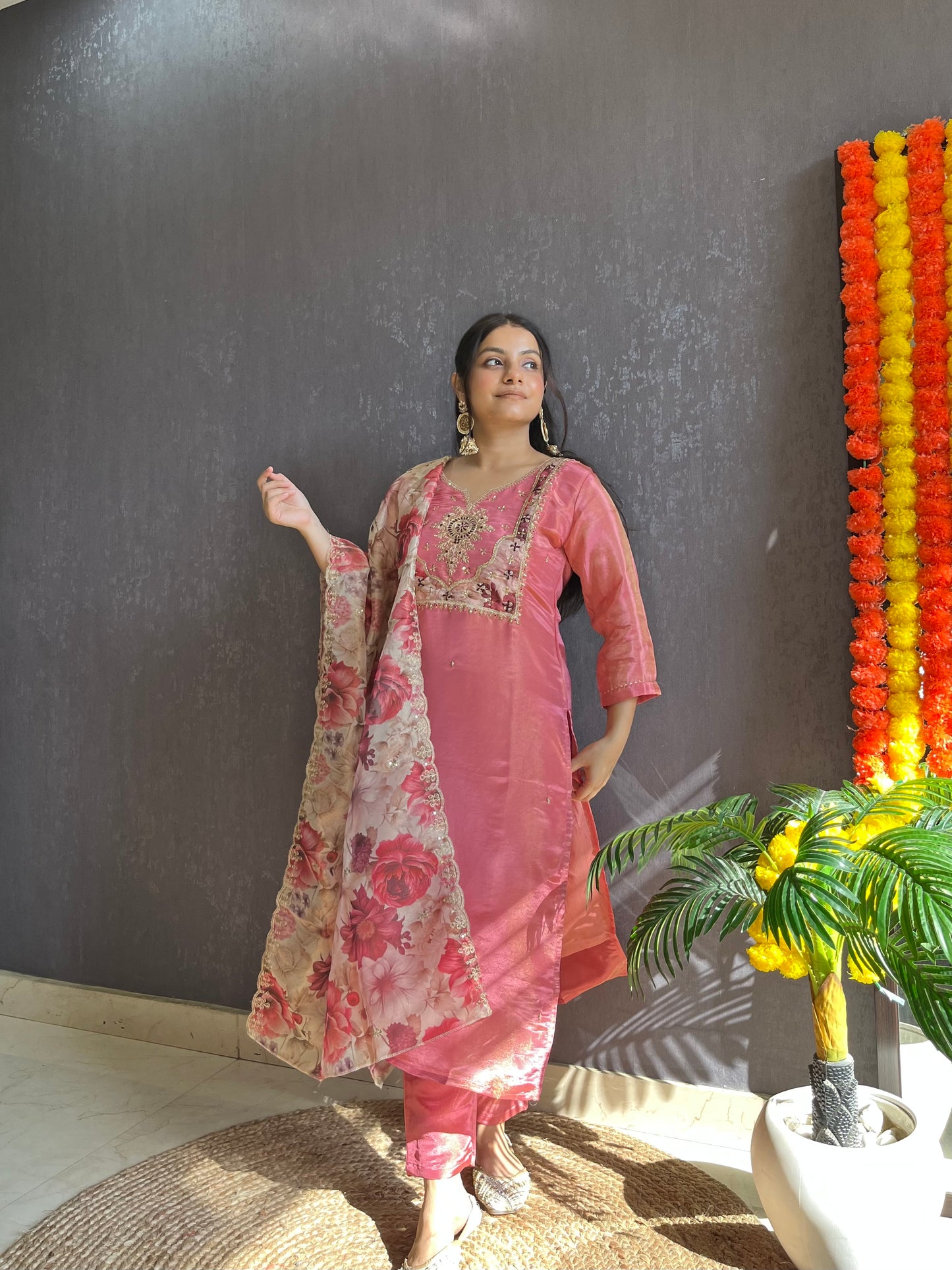 Tissue silk Handwork suit set