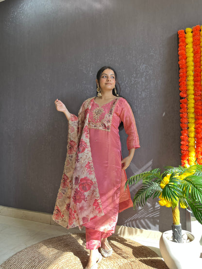 Tissue silk Handwork suit set