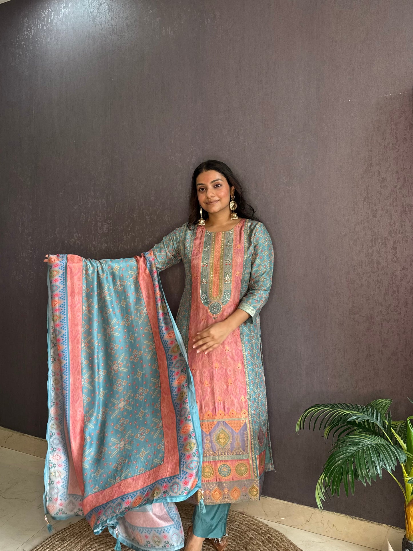 Meenakari Benarsi Handwork suit set