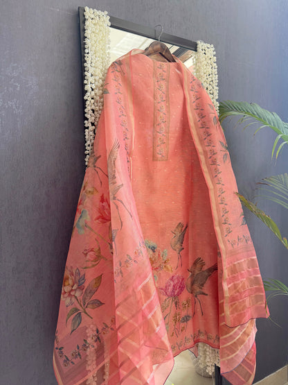 Tissue zari flamingos suit