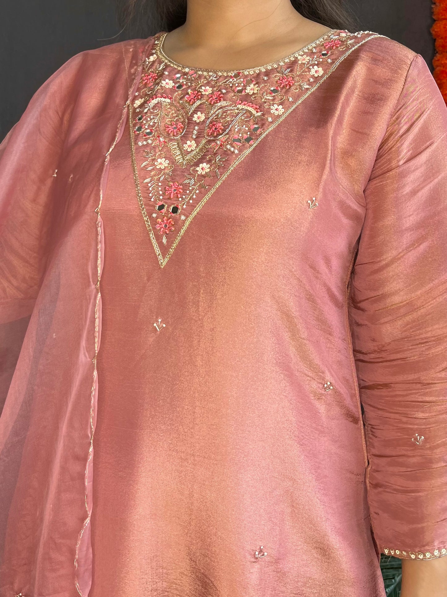 Tissue silk Handwork suit set