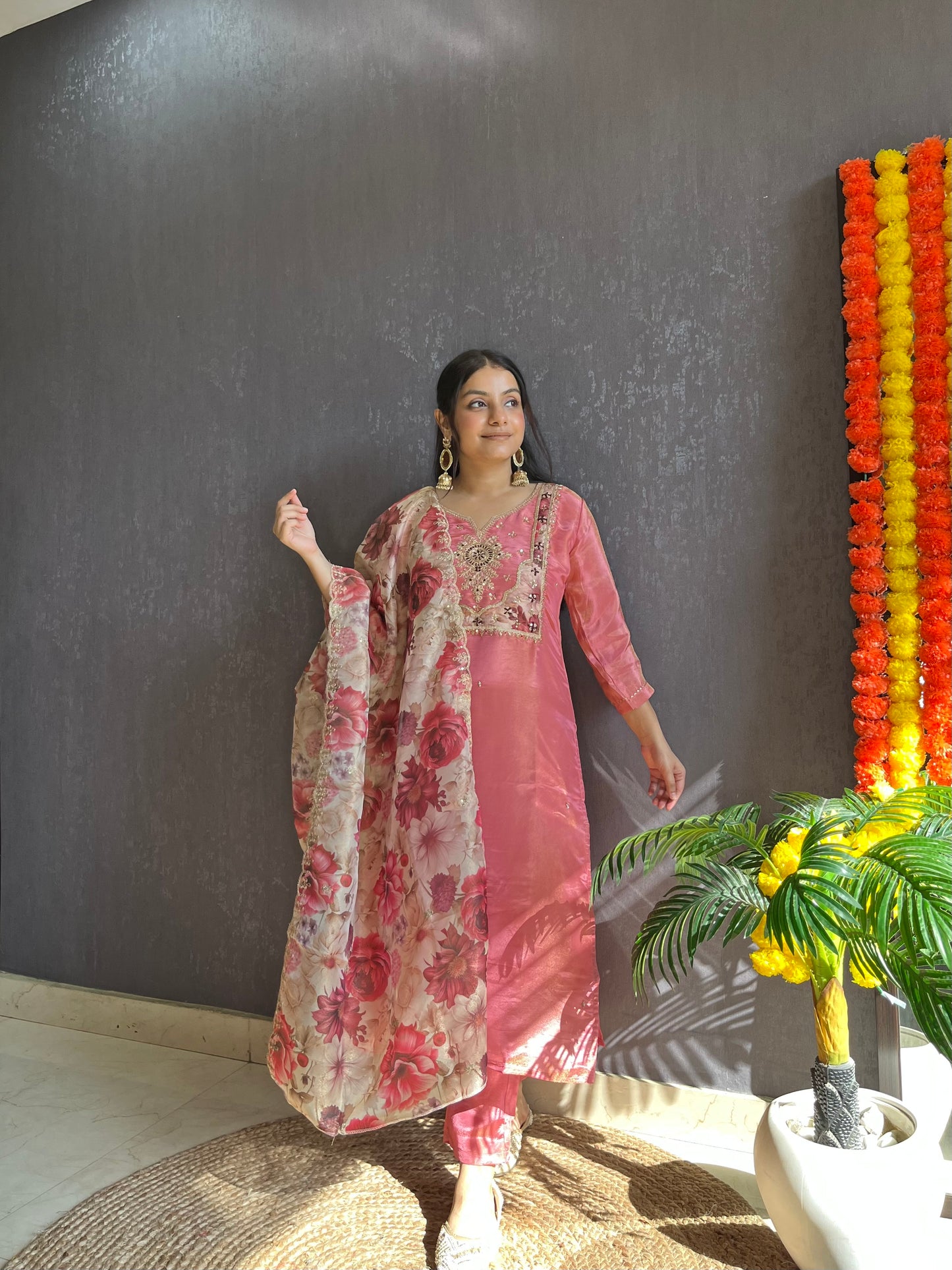 Tissue silk Handwork suit set