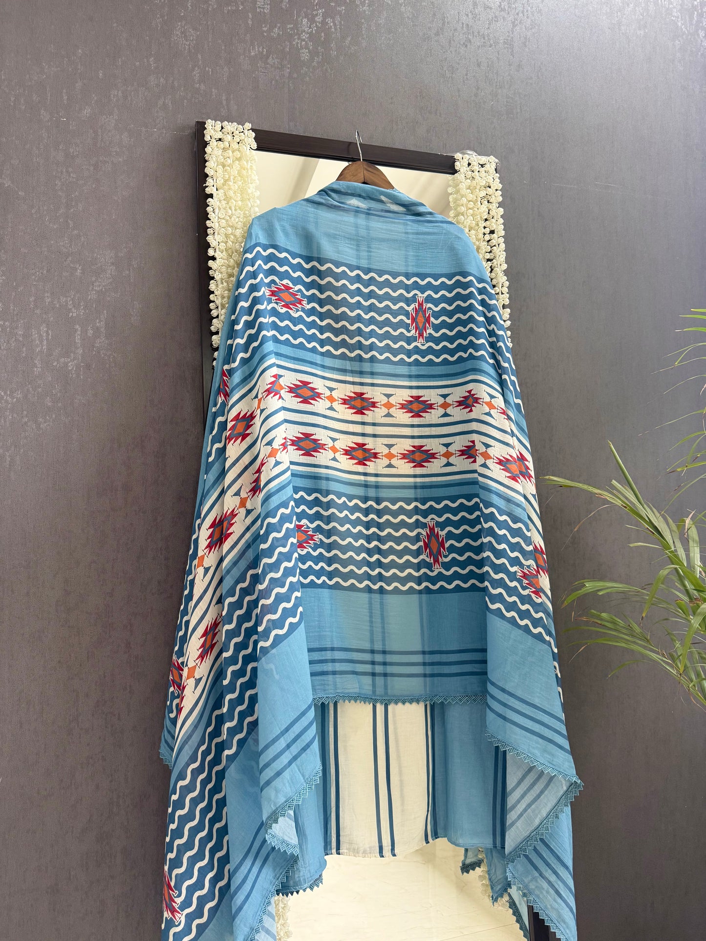 Mulmul cotton ikkat suit