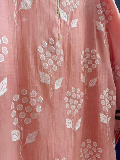Luxurious Mul chanderi appliqué work suit