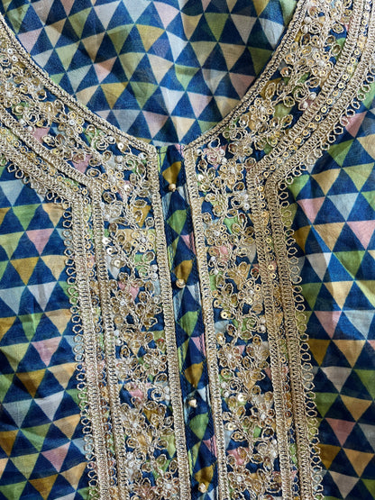 Aari work pearlwork organza suits