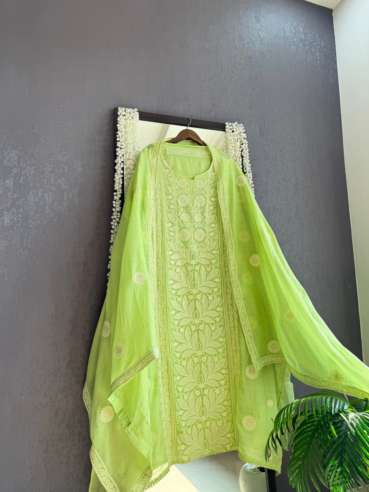 Luxurious Mul chanderi lucknowi handwork suit
