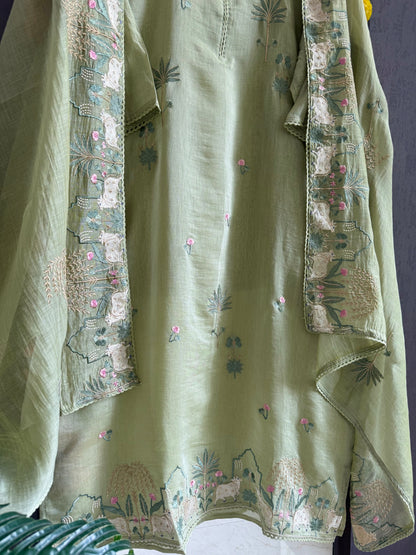 Luxurious Mul chanderi pichwai suit