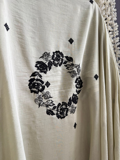 Luxurious Mul chanderi Parsi work florals  suit