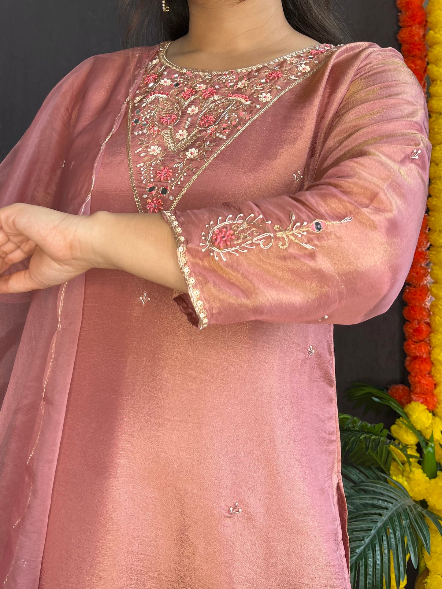 Tissue silk Handwork suit set