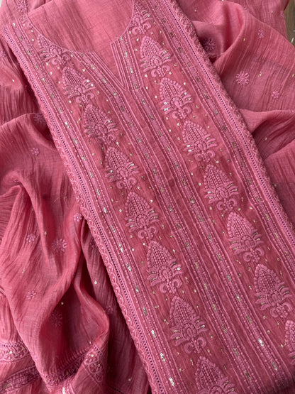 Luxurious Mul chanderi lucknowi handwork suit