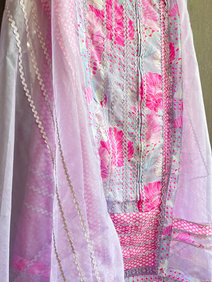 Premium Muslin lace work floral suit