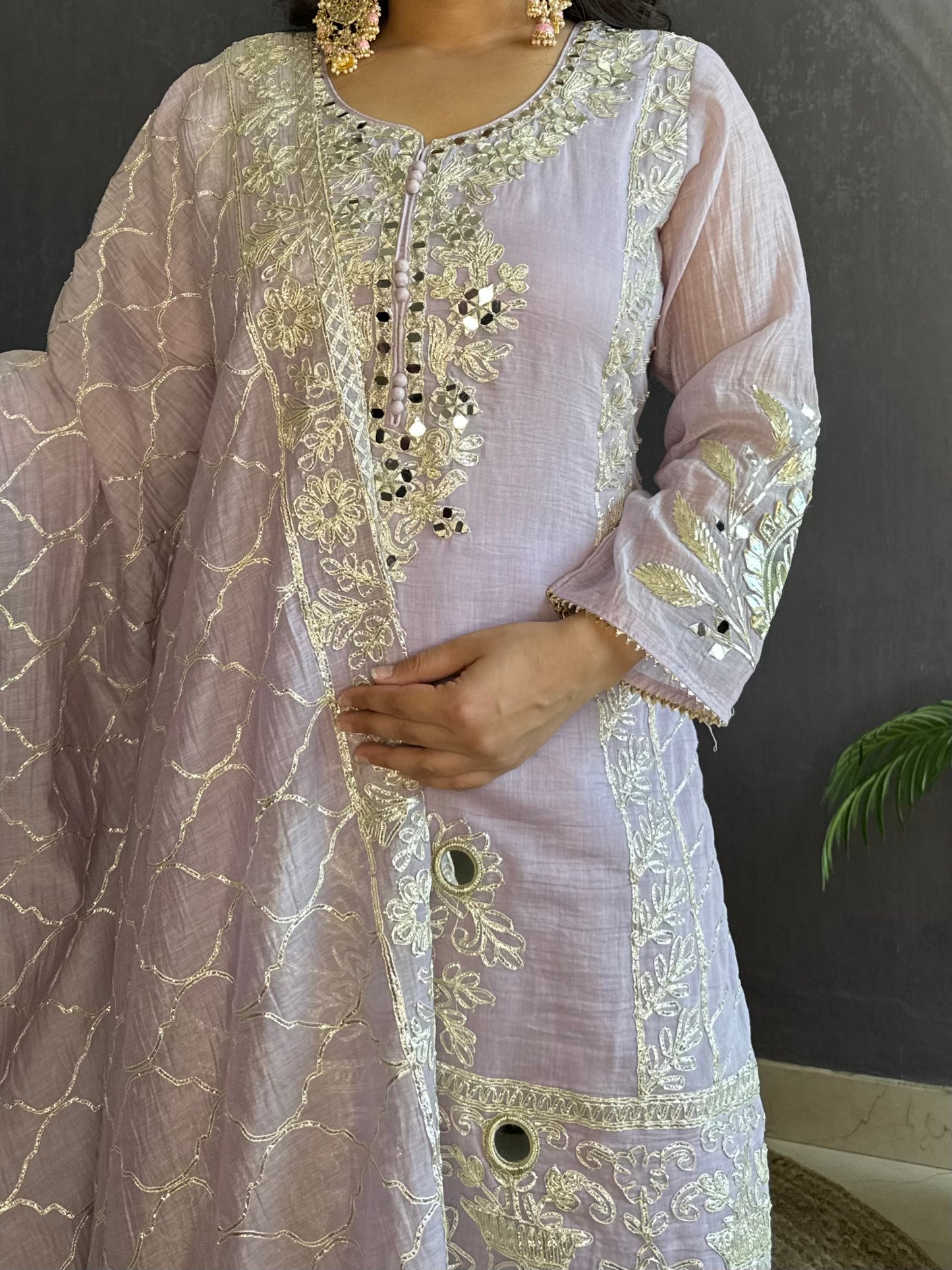 Luxurious mul cotton gotapatti sharara set