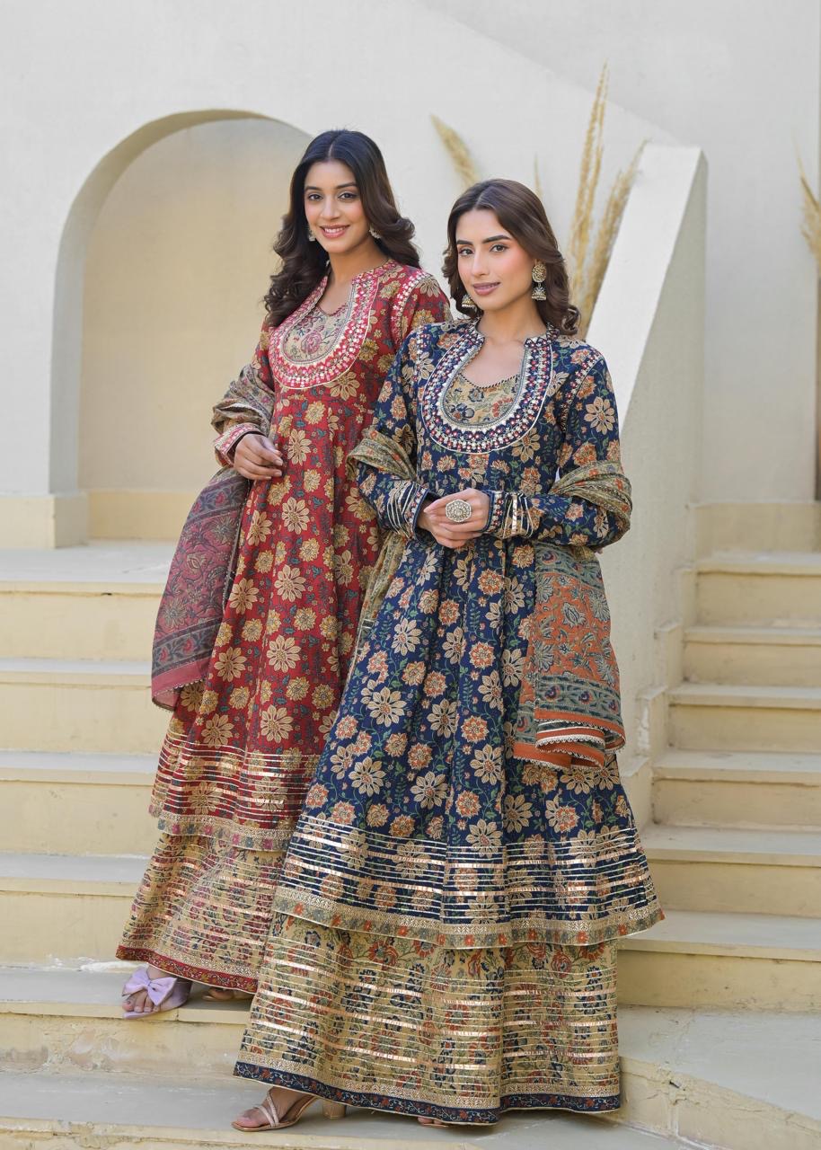 Pure cotton gota double Anarkali