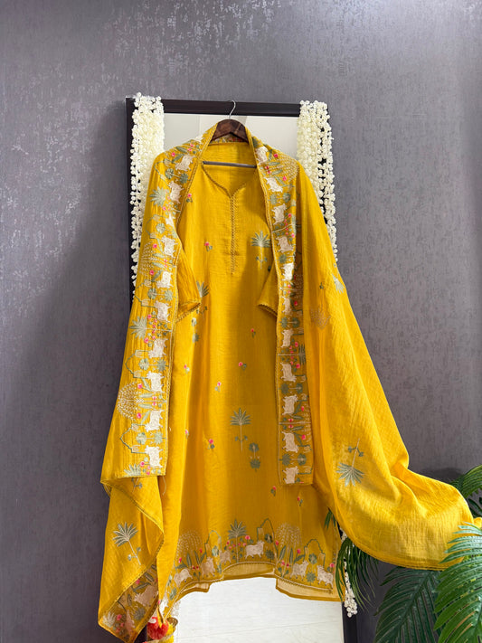 Luxurious Mul chanderi pichwai suit