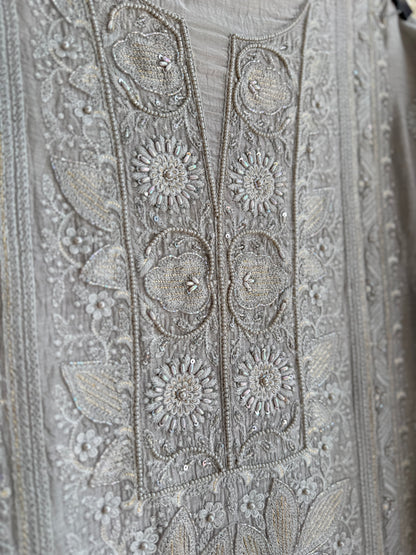 Luxurious Mul chanderi lucknowi handwork suit
