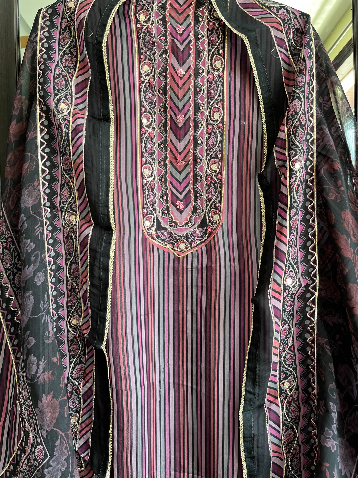 Aari work organza suits